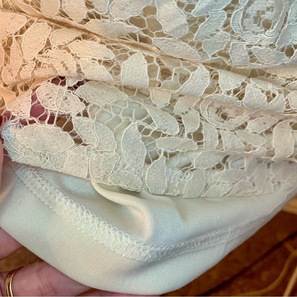 NEW Boho Lace Top Small Ivory / Cream Sleeveless Shirt w/Lace Layer Classy - Picture 11 of 16